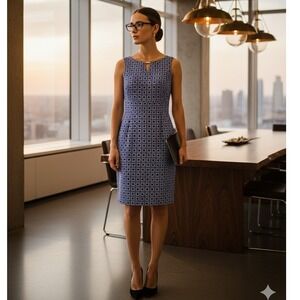 Tahari-Levine Studio 90s Office Siren Sheath Dress – Size 8 – Geometric Chic